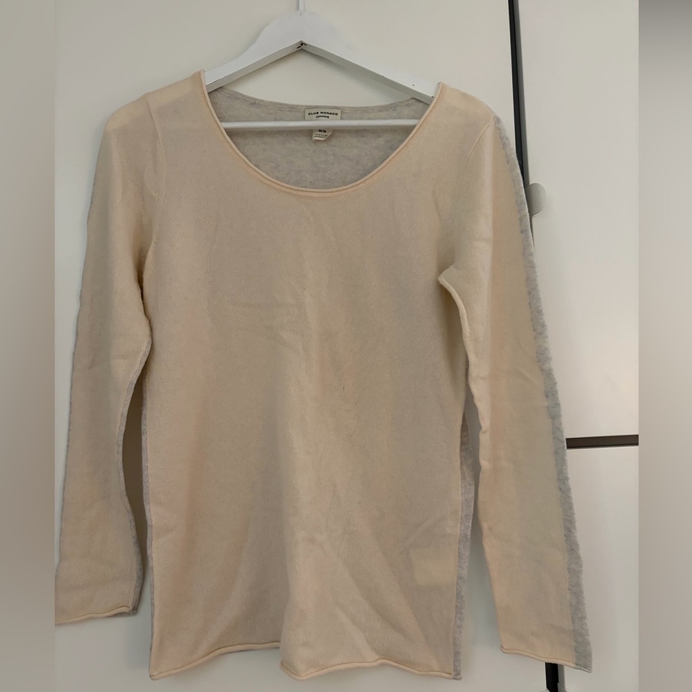 Club Monaco Cream Scoop Neck Sweater